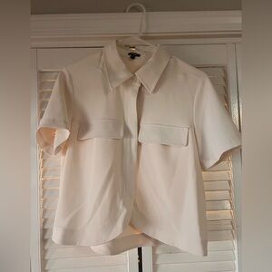 Women's Cream Short Sleeve Button-Up Shirt